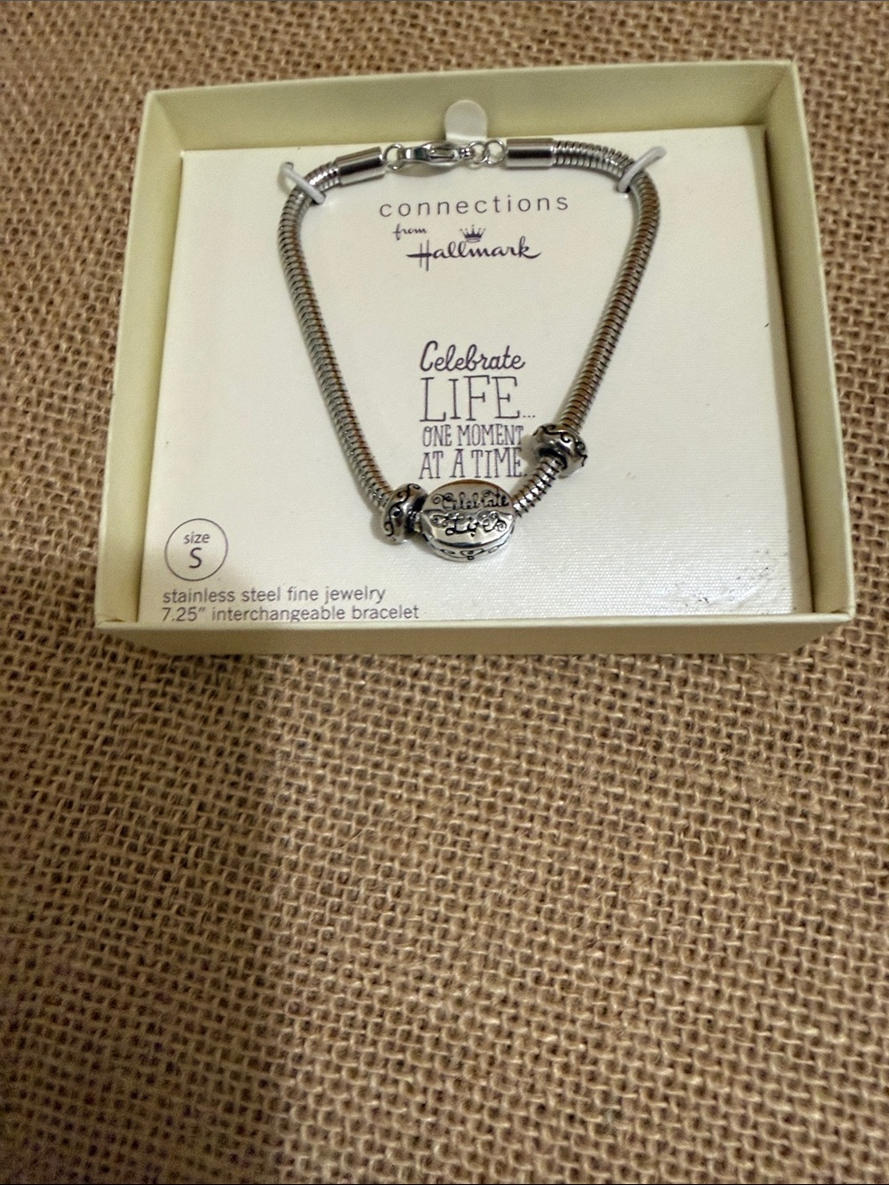 Hallmark Silver-Tone 'Celebrate Life' Engraved Charm Bracelet